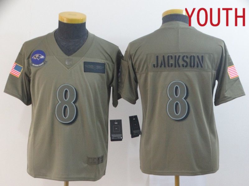Youth Baltimore Ravens #8 Jackson Nike Camo 2019 Salute to Service Limited NFL Jerseys->youth nfl jersey->Youth Jersey